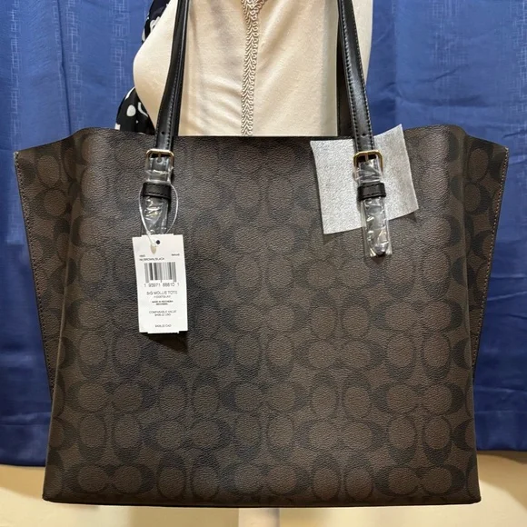 Coach Mollie Dark Brown Signature Tote NWT - Picture 2 of 5
